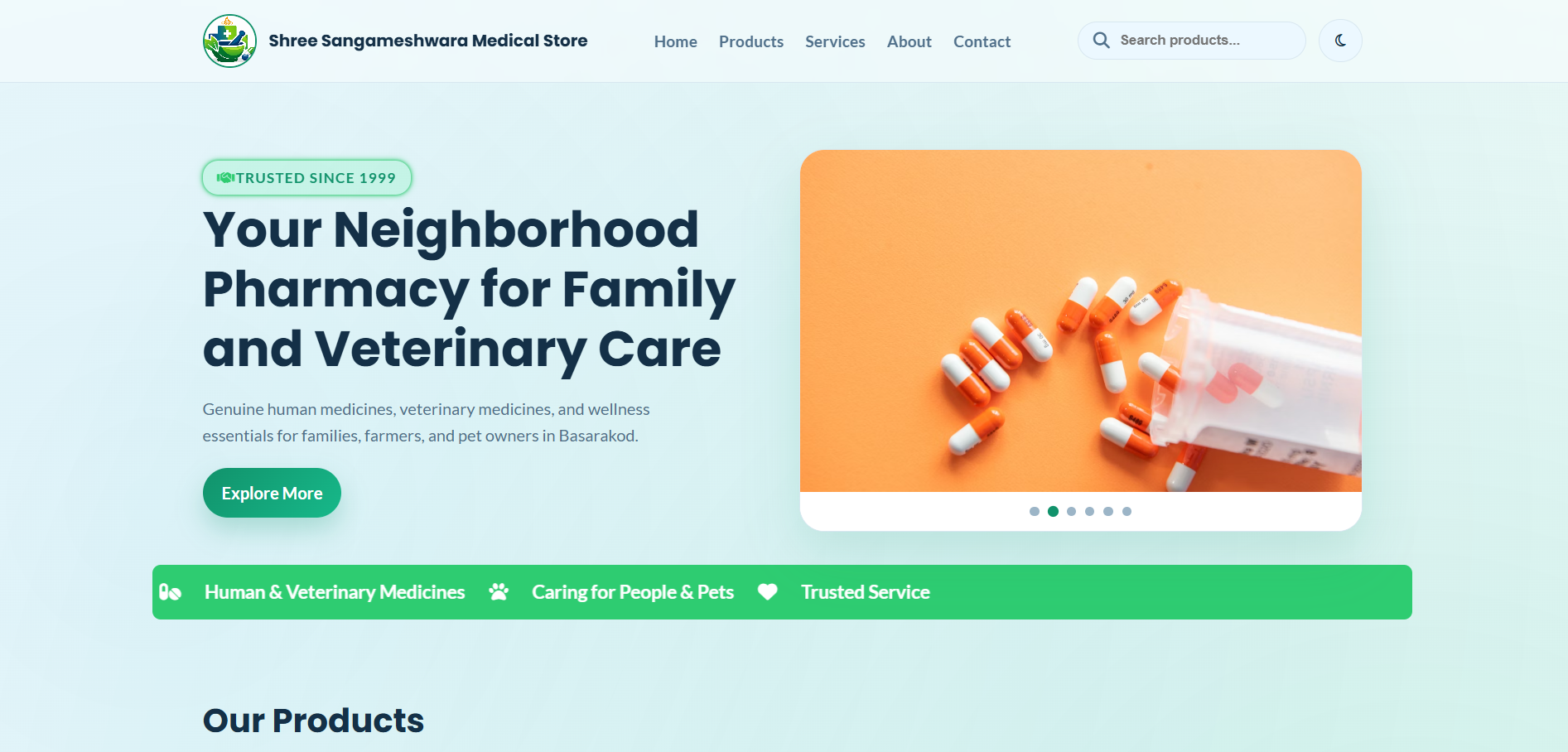 Shree Sangameshwara Medical Store Website Preview
